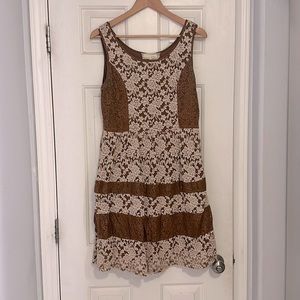 A’reve Lace Brown Cream Semi-Formal Dress